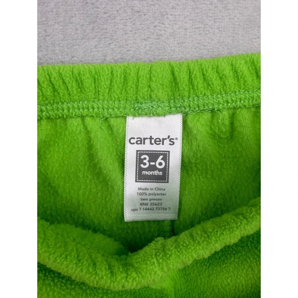 Carters Dragon Halloween Costume Baby 3-6 Months Green Fleece Jacket Pants Set